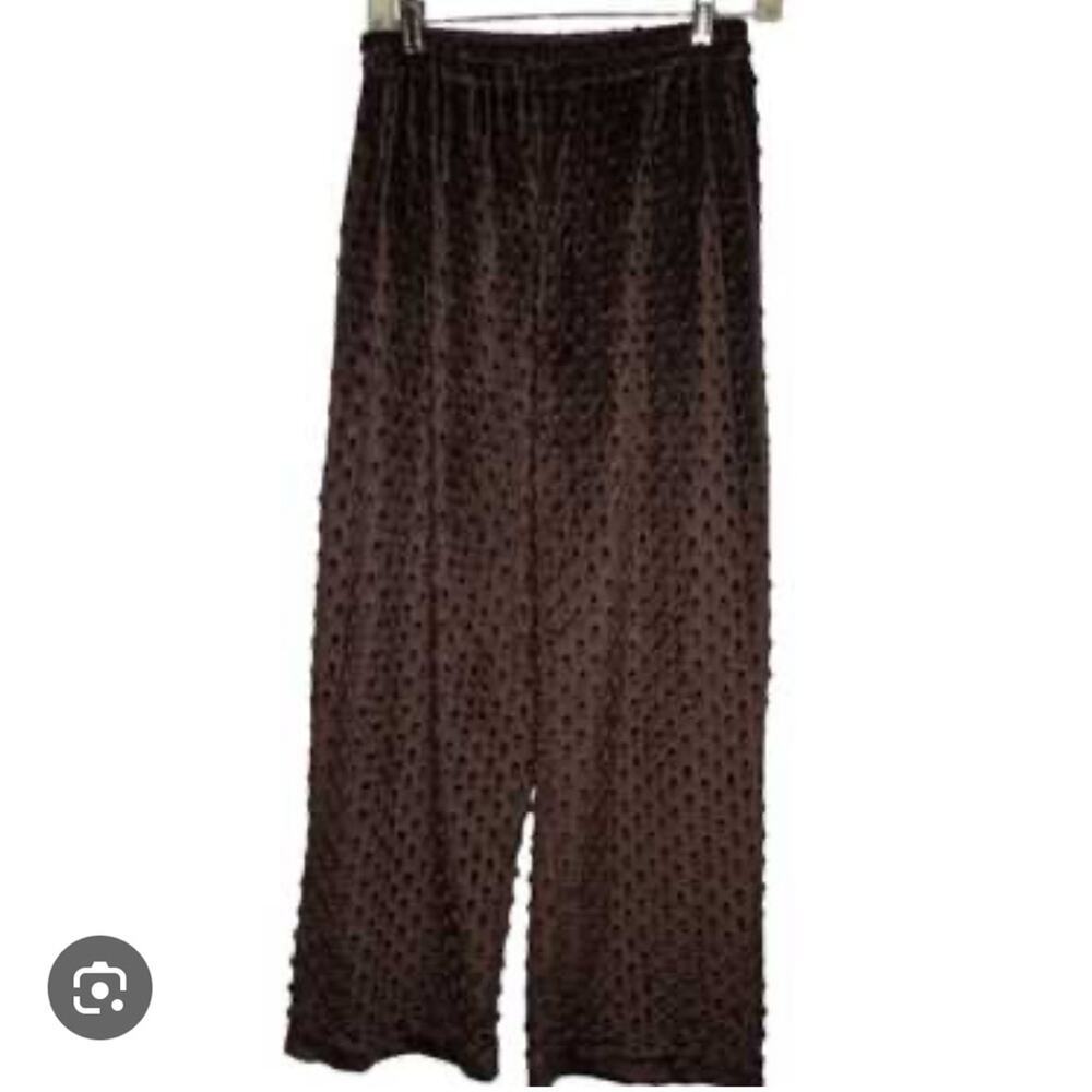 Vintage Shane Lee Raised Polka Dot Black Velvet Lounge Pants